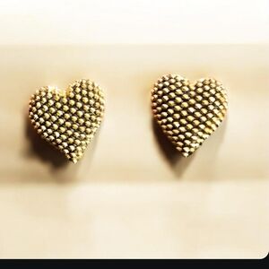 Heart Shaped Gold and Silver Tone Textured  Stud Earrings NWOT